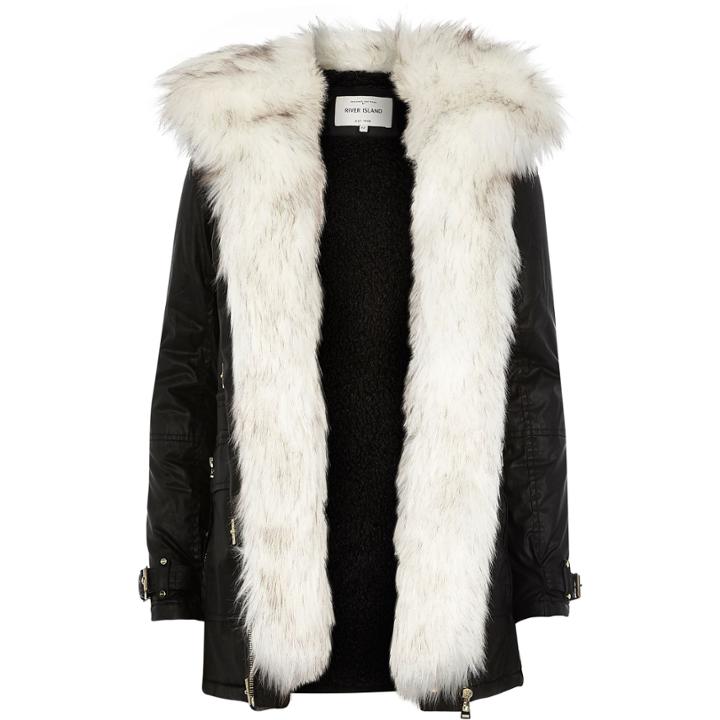 River Island Womens Faux Fur Trim Parka Jacket
