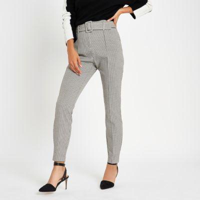 River Island Womens Check High Waisted Fitted Trousers
