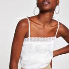 River Island Womens White Lace Tie Cami Top