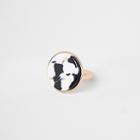 River Island Womens Gold Tone Cow Print Ring