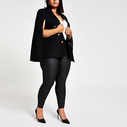 River Island Womens Plus Gold Crest Button Cape Blazer