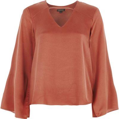 River Island Womens Copper Twist Back Long Sleeve Top