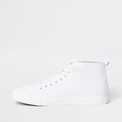 River Island Mens White Croc Embossed Mid Top Plimsolls