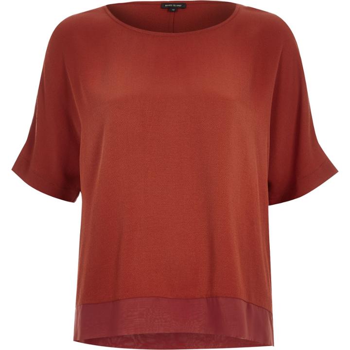 River Island Womens Rust Lightweight Chiffon Hem T-shirt