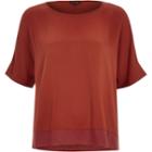 River Island Womens Rust Lightweight Chiffon Hem T-shirt