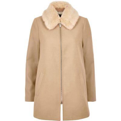 River Island Womens Faux Fur Swing Coat