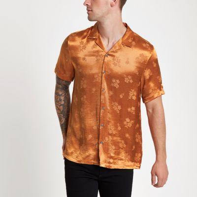 River Island Mens Jacquard Floral Revere Shirt