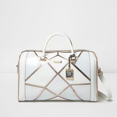River Island Womens White And Rose Gold Panel Weekend Bag