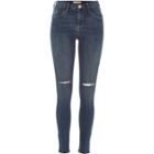 River Island Womens Dark Wash Ripped Amelie Superskinny Jeans