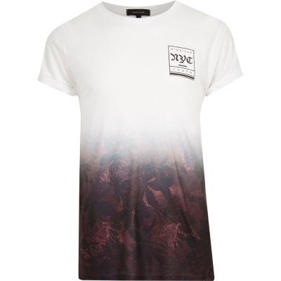 River Island Menswhite Leaf Fade Print T-shirt
