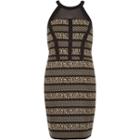 River Island Womens Jacquard Mesh Panel Bodycon Dress