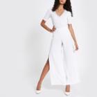River Island Womens White Rib Rhinestone Embellished Bodysuit