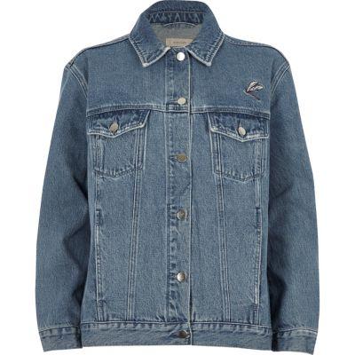 River Island Womens Authentic Wash Embroidered Denim Jacket