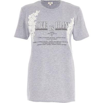 River Island Womens Marl 'love Is Blind' Print T-shirt
