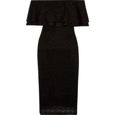 River Island Womens Lace Frill Bardot Dress