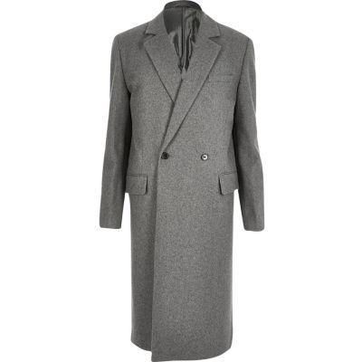 River Island Mens Wool-blend Smart Overcoat