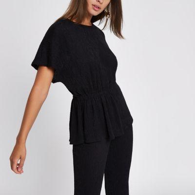 River Island Womens Textured Ruched Side T-shirt