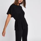 River Island Womens Textured Ruched Side T-shirt