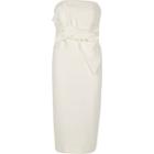 River Island Womens White Bow Front Bandeau Bodycon Dress