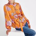River Island Womens Floral Print Tie Front Blouse