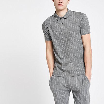 River Island Mens Slim Fit Pinstripe Polo Shirt