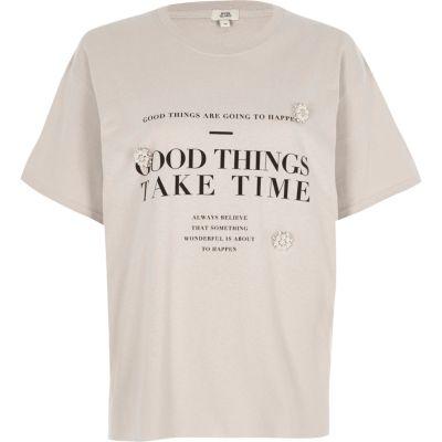 River Island Womens 'good Things' Print Brooch T-shirt