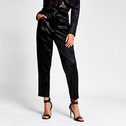 River Island Womens Velvet High Waisted Belted Trousers
