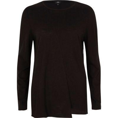 River Island Womens Stepped Hem Long Sleeve T-shirt
