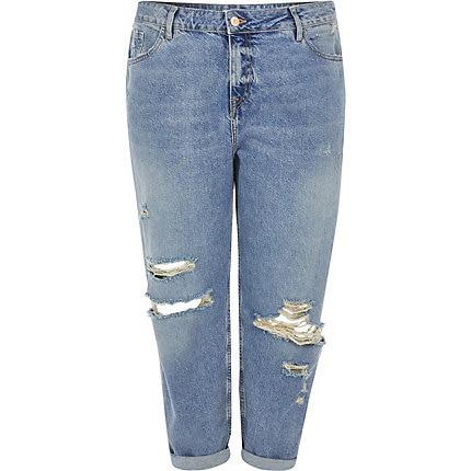 River Island Womens Plus Mom Ripped Jeans