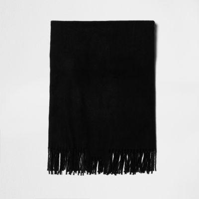 River Island Mensblack Tassel Brushed Scarf