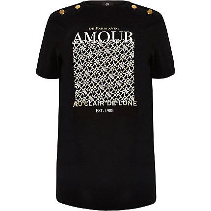 River Island Womens Plus 'amour' Button Sleeve T-shirt