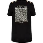 River Island Womens Plus 'amour' Button Sleeve T-shirt