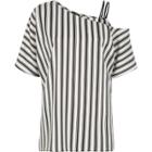 River Island Womens Stripe Print One Cold Shoulder Top