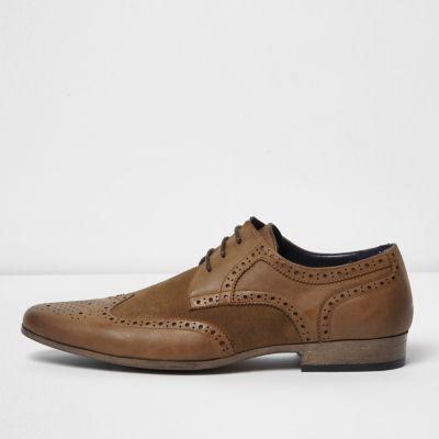River Island Menstan Faux Suede Panel Brogues