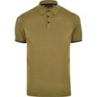 River Island Mensbig & Tall Olive Mesh Panel Polo Shirt
