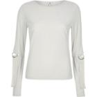 River Island Womens Ribbed D Ring Split Long Sleeve Top