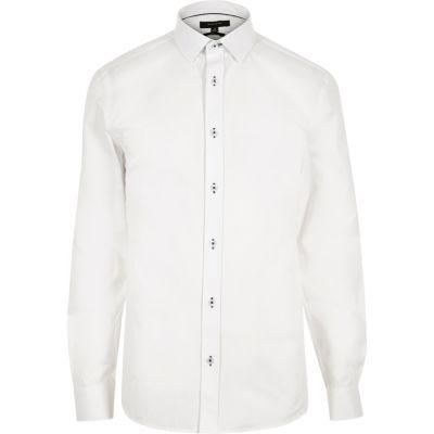 River Island Mens White Contrast Stitch Slim Shirt