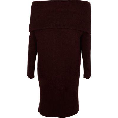 River Island Womens Foldover Bardot Sweater Dress