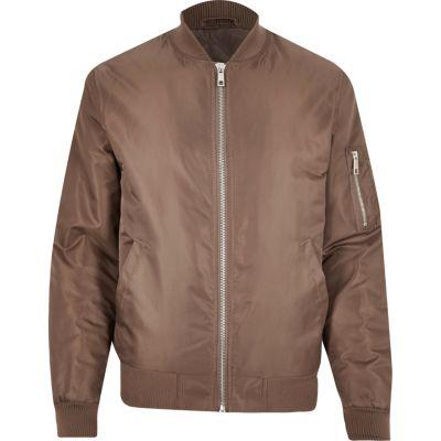 River Island Mens Mink Padded Ma1 Bomber Jacket