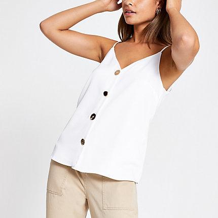 River Island Womens White Sequin Trim Cami Top