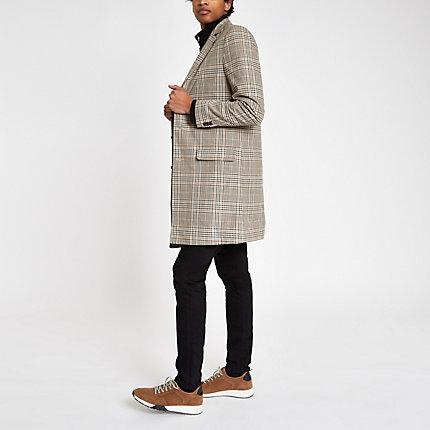 River Island Mens Check Longline Blazer