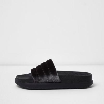 River Island Womens Velvet Sliders