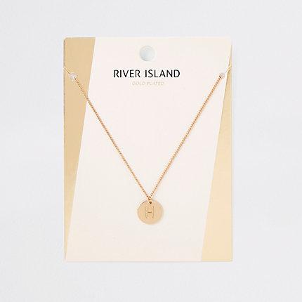 River Island Womens Gold Plated 'h' Engraved Necklace