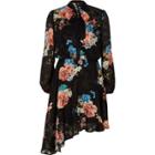 River Island Womens Sheer Lace Floral Print Tie Neck Dress