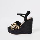 River Island Womens Leopard Print Wide Fit Wedges