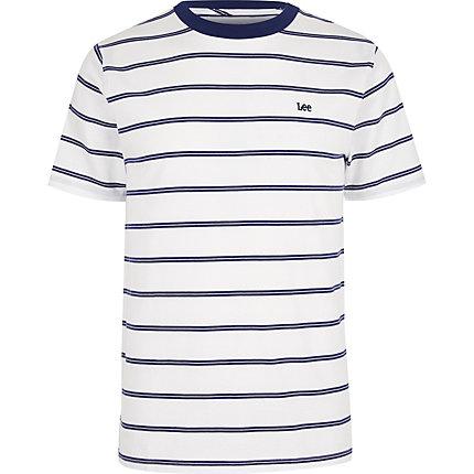 River Island Mens Lee White Stripe T-shirt