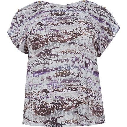 River Island Womens Plus Tie Dye Boat Neck T-shirt
