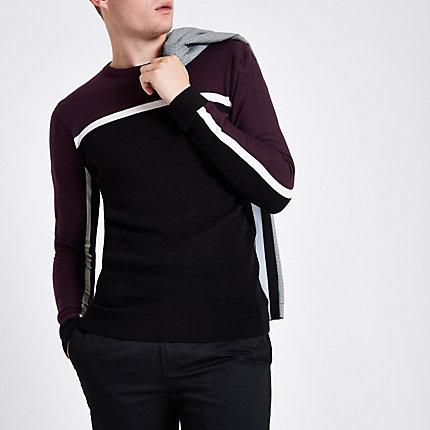 River Island Mens Slim Fit Colour Block Stripe Jumper