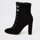River Island Womens Suede Button Front Ankle Boots