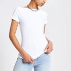 River Island Womens White Boat Neck T-shirt